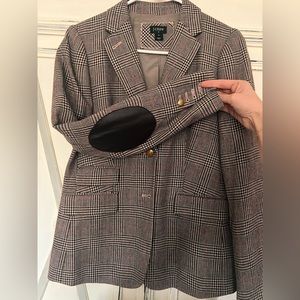 J crew blazer. Worn once. Leather elbow patch. Size 6.